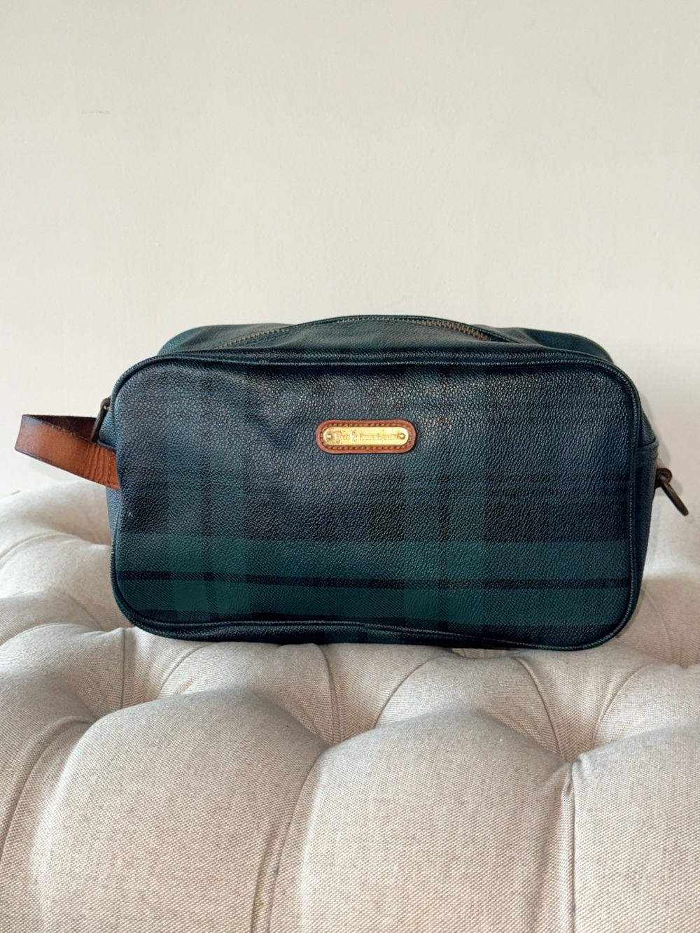 Polo Ralph Lauren Vintage Blackwatch Plaid Toiletry Bag / Dopp Kit